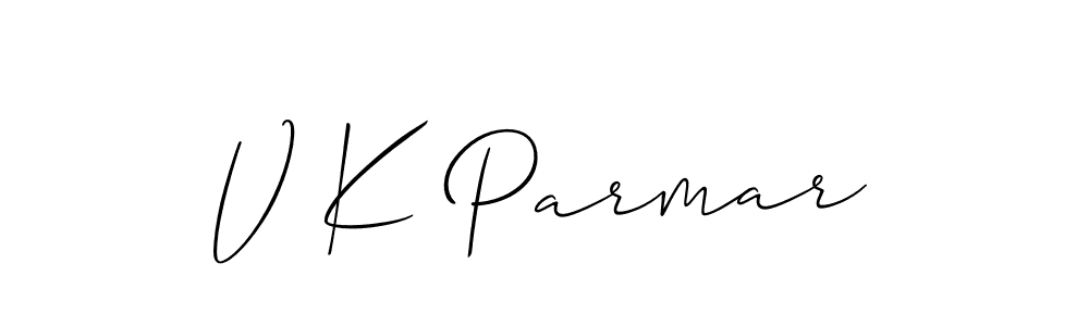 Similarly Allison_Script is the best handwritten signature design. Signature creator online .You can use it as an online autograph creator for name V K Parmar. V K Parmar signature style 2 images and pictures png