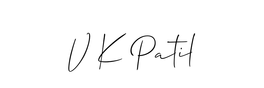 Create a beautiful signature design for name V K Patil. With this signature (Allison_Script) fonts, you can make a handwritten signature for free. V K Patil signature style 2 images and pictures png
