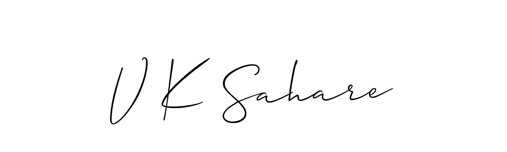 Also we have V K Sahare name is the best signature style. Create professional handwritten signature collection using Allison_Script autograph style. V K Sahare signature style 2 images and pictures png