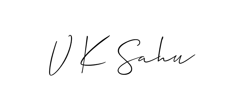 V K Sahu stylish signature style. Best Handwritten Sign (Allison_Script) for my name. Handwritten Signature Collection Ideas for my name V K Sahu. V K Sahu signature style 2 images and pictures png
