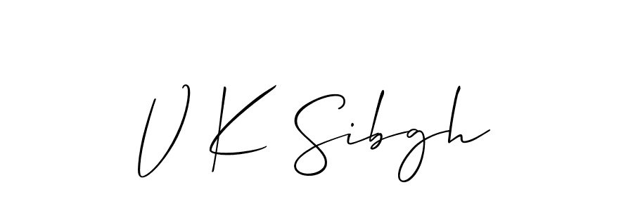 Allison_Script is a professional signature style that is perfect for those who want to add a touch of class to their signature. It is also a great choice for those who want to make their signature more unique. Get V K Sibgh name to fancy signature for free. V K Sibgh signature style 2 images and pictures png