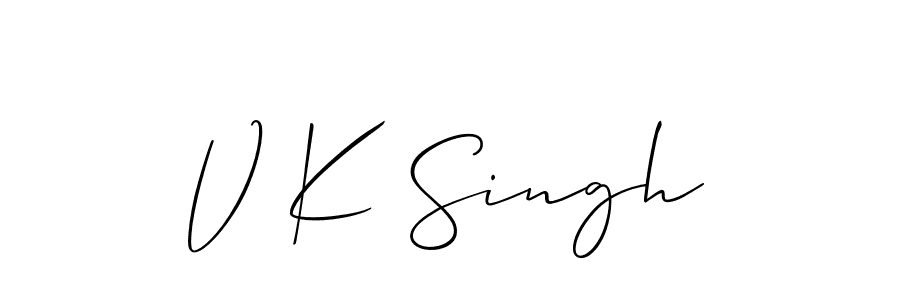 You should practise on your own different ways (Allison_Script) to write your name (V K Singh) in signature. don't let someone else do it for you. V K Singh signature style 2 images and pictures png