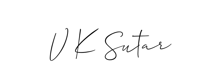 Make a beautiful signature design for name V K Sutar. With this signature (Allison_Script) style, you can create a handwritten signature for free. V K Sutar signature style 2 images and pictures png