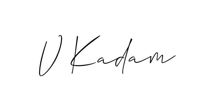 You should practise on your own different ways (Allison_Script) to write your name (V Kadam) in signature. don't let someone else do it for you. V Kadam signature style 2 images and pictures png