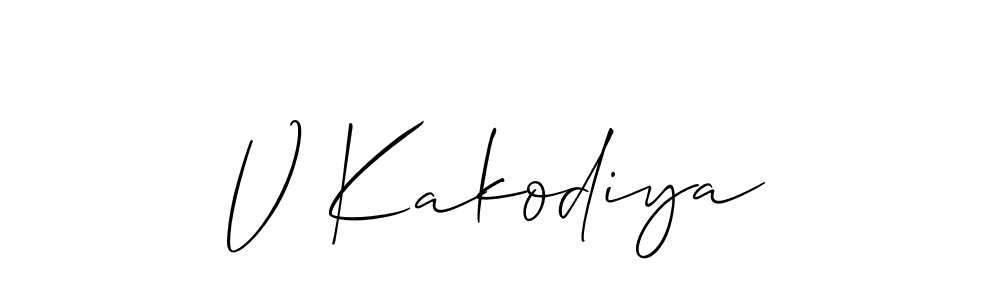 How to make V Kakodiya signature? Allison_Script is a professional autograph style. Create handwritten signature for V Kakodiya name. V Kakodiya signature style 2 images and pictures png