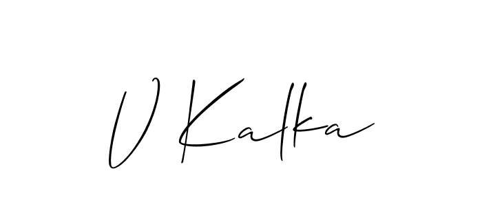 How to make V Kalka name signature. Use Allison_Script style for creating short signs online. This is the latest handwritten sign. V Kalka signature style 2 images and pictures png