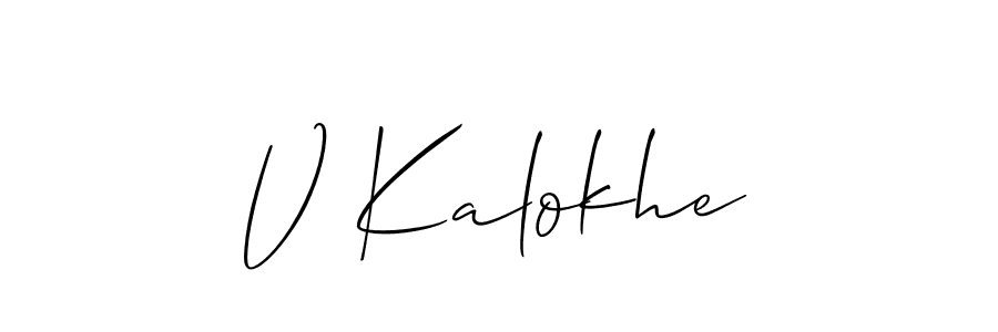 How to make V Kalokhe signature? Allison_Script is a professional autograph style. Create handwritten signature for V Kalokhe name. V Kalokhe signature style 2 images and pictures png