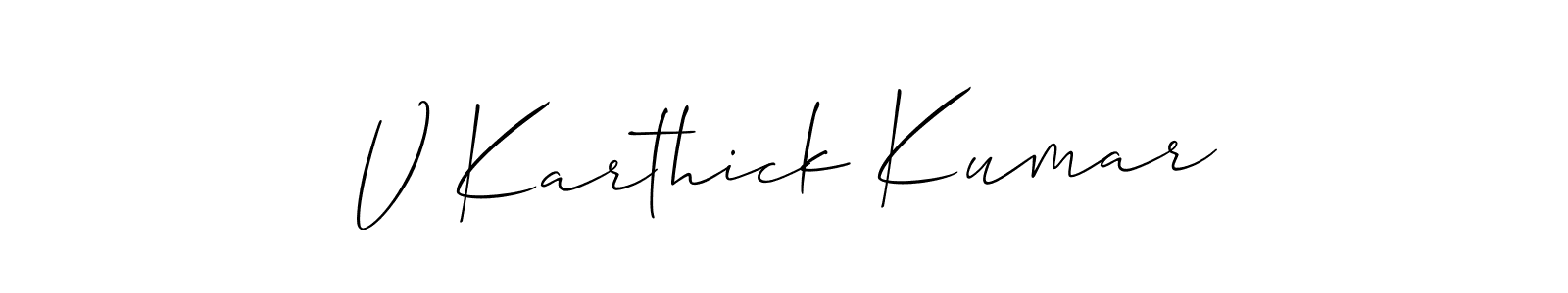 How to make V Karthick Kumar signature? Allison_Script is a professional autograph style. Create handwritten signature for V Karthick Kumar name. V Karthick Kumar signature style 2 images and pictures png