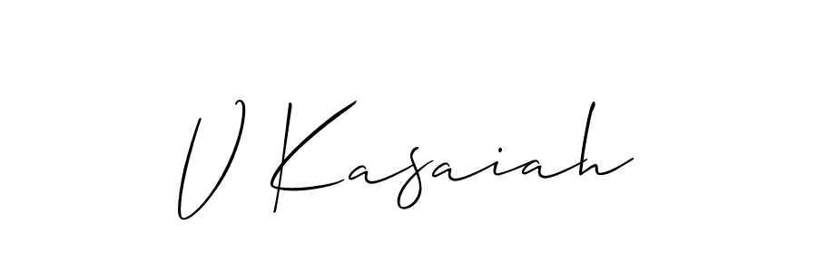 Use a signature maker to create a handwritten signature online. With this signature software, you can design (Allison_Script) your own signature for name V Kasaiah. V Kasaiah signature style 2 images and pictures png