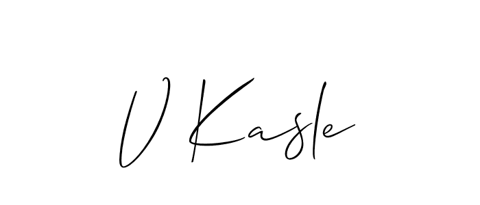 if you are searching for the best signature style for your name V Kasle. so please give up your signature search. here we have designed multiple signature styles  using Allison_Script. V Kasle signature style 2 images and pictures png