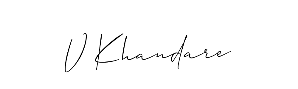 Also we have V Khandare name is the best signature style. Create professional handwritten signature collection using Allison_Script autograph style. V Khandare signature style 2 images and pictures png