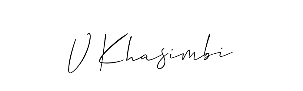 The best way (Allison_Script) to make a short signature is to pick only two or three words in your name. The name V Khasimbi include a total of six letters. For converting this name. V Khasimbi signature style 2 images and pictures png