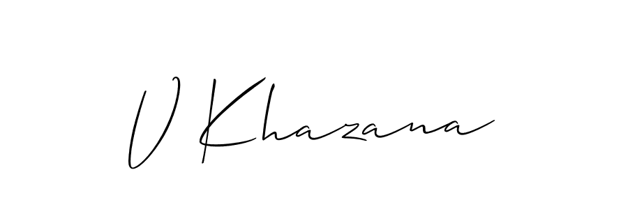 Also You can easily find your signature by using the search form. We will create V Khazana name handwritten signature images for you free of cost using Allison_Script sign style. V Khazana signature style 2 images and pictures png