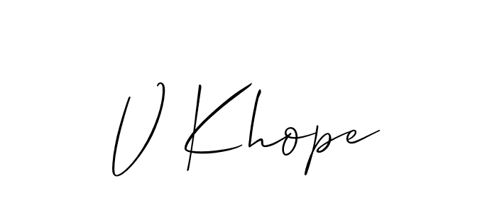 You can use this online signature creator to create a handwritten signature for the name V Khope. This is the best online autograph maker. V Khope signature style 2 images and pictures png