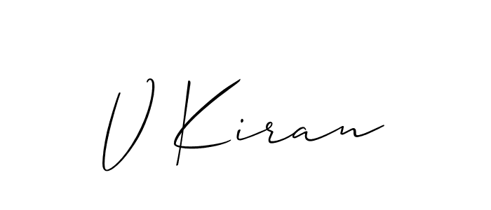 Allison_Script is a professional signature style that is perfect for those who want to add a touch of class to their signature. It is also a great choice for those who want to make their signature more unique. Get V Kiran name to fancy signature for free. V Kiran signature style 2 images and pictures png