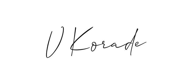 Create a beautiful signature design for name V Korade. With this signature (Allison_Script) fonts, you can make a handwritten signature for free. V Korade signature style 2 images and pictures png