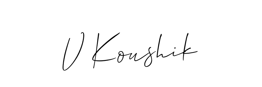 Design your own signature with our free online signature maker. With this signature software, you can create a handwritten (Allison_Script) signature for name V Koushik. V Koushik signature style 2 images and pictures png