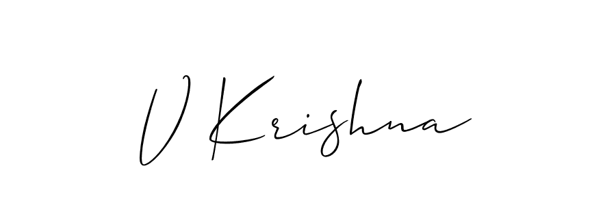 Use a signature maker to create a handwritten signature online. With this signature software, you can design (Allison_Script) your own signature for name V Krishna. V Krishna signature style 2 images and pictures png