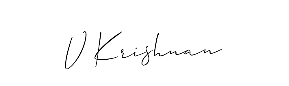 Create a beautiful signature design for name V Krishnan. With this signature (Allison_Script) fonts, you can make a handwritten signature for free. V Krishnan signature style 2 images and pictures png