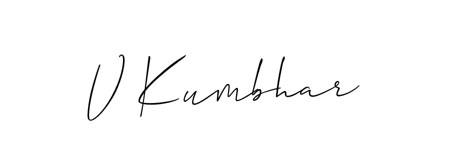 Make a beautiful signature design for name V Kumbhar. With this signature (Allison_Script) style, you can create a handwritten signature for free. V Kumbhar signature style 2 images and pictures png