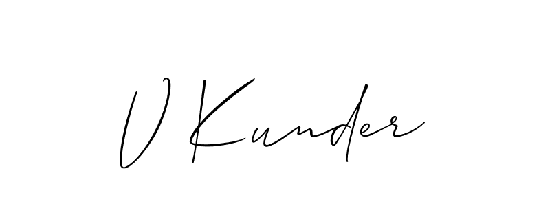 Similarly Allison_Script is the best handwritten signature design. Signature creator online .You can use it as an online autograph creator for name V Kunder. V Kunder signature style 2 images and pictures png