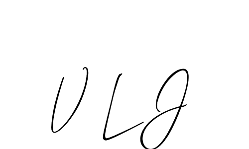 V L J stylish signature style. Best Handwritten Sign (Allison_Script) for my name. Handwritten Signature Collection Ideas for my name V L J. V L J signature style 2 images and pictures png