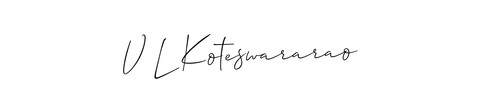 Use a signature maker to create a handwritten signature online. With this signature software, you can design (Allison_Script) your own signature for name V L Koteswararao. V L Koteswararao signature style 2 images and pictures png