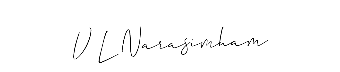 You should practise on your own different ways (Allison_Script) to write your name (V L Narasimham) in signature. don't let someone else do it for you. V L Narasimham signature style 2 images and pictures png