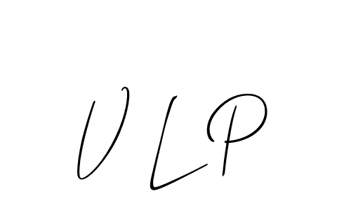 Also You can easily find your signature by using the search form. We will create V L P name handwritten signature images for you free of cost using Allison_Script sign style. V L P signature style 2 images and pictures png