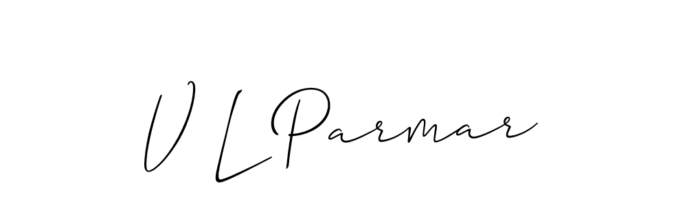 How to make V L Parmar signature? Allison_Script is a professional autograph style. Create handwritten signature for V L Parmar name. V L Parmar signature style 2 images and pictures png