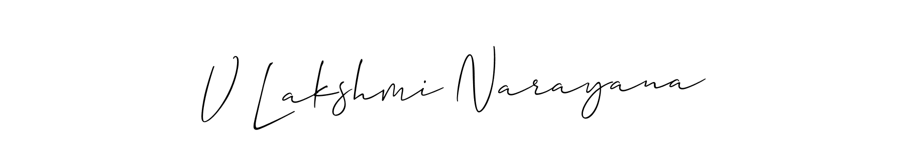 Also we have V Lakshmi Narayana name is the best signature style. Create professional handwritten signature collection using Allison_Script autograph style. V Lakshmi Narayana signature style 2 images and pictures png