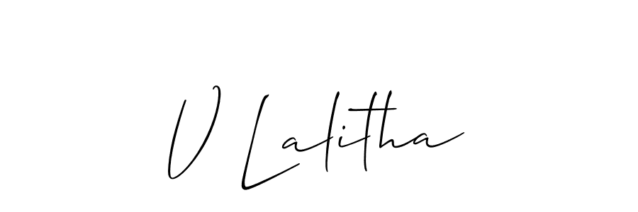 if you are searching for the best signature style for your name V Lalitha. so please give up your signature search. here we have designed multiple signature styles  using Allison_Script. V Lalitha signature style 2 images and pictures png