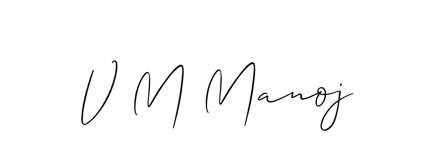 Design your own signature with our free online signature maker. With this signature software, you can create a handwritten (Allison_Script) signature for name V M Manoj. V M Manoj signature style 2 images and pictures png