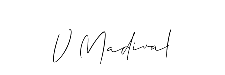 Allison_Script is a professional signature style that is perfect for those who want to add a touch of class to their signature. It is also a great choice for those who want to make their signature more unique. Get V Madival name to fancy signature for free. V Madival signature style 2 images and pictures png