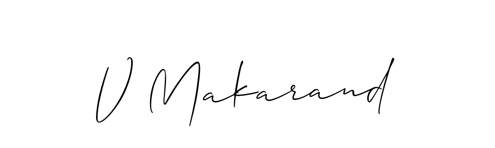 Create a beautiful signature design for name V Makarand. With this signature (Allison_Script) fonts, you can make a handwritten signature for free. V Makarand signature style 2 images and pictures png