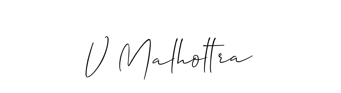 Make a short V Malholtra signature style. Manage your documents anywhere anytime using Allison_Script. Create and add eSignatures, submit forms, share and send files easily. V Malholtra signature style 2 images and pictures png