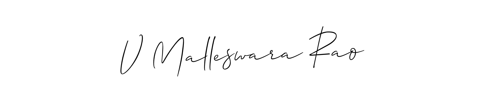 How to make V Malleswara Rao name signature. Use Allison_Script style for creating short signs online. This is the latest handwritten sign. V Malleswara Rao signature style 2 images and pictures png