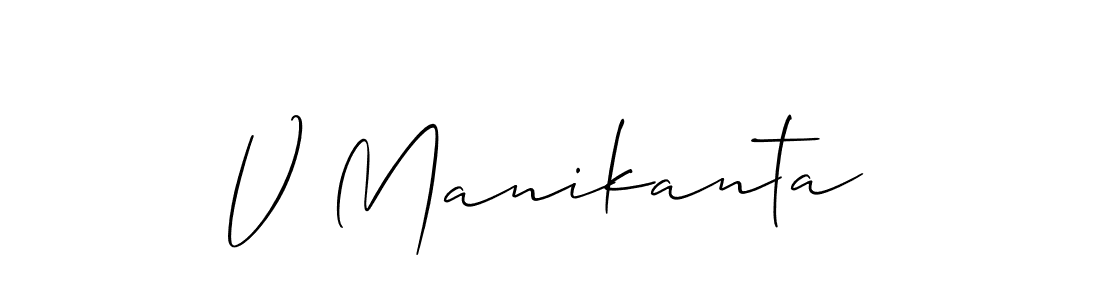 Also You can easily find your signature by using the search form. We will create V Manikanta name handwritten signature images for you free of cost using Allison_Script sign style. V Manikanta signature style 2 images and pictures png