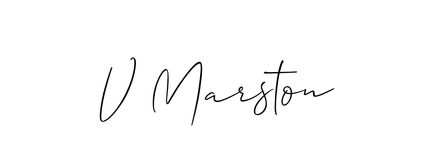 You should practise on your own different ways (Allison_Script) to write your name (V Marston) in signature. don't let someone else do it for you. V Marston signature style 2 images and pictures png