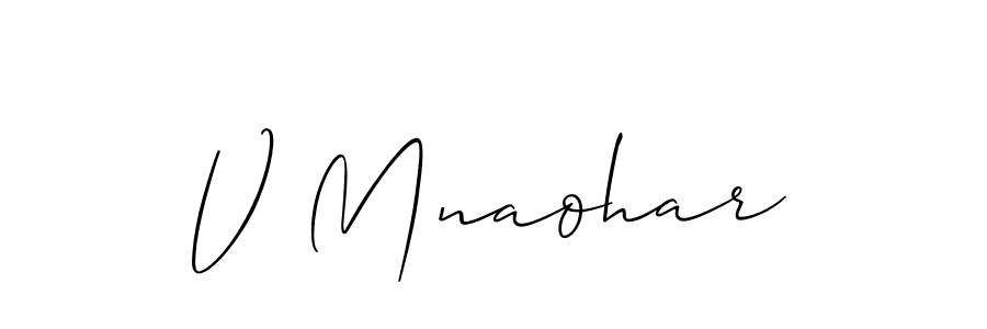 Make a short V Mnaohar signature style. Manage your documents anywhere anytime using Allison_Script. Create and add eSignatures, submit forms, share and send files easily. V Mnaohar signature style 2 images and pictures png