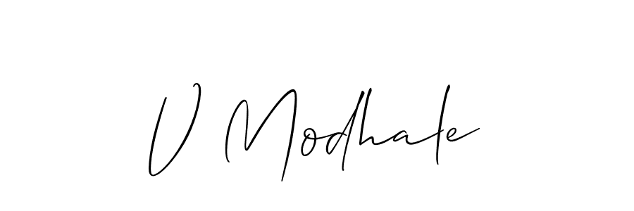 Make a beautiful signature design for name V Modhale. With this signature (Allison_Script) style, you can create a handwritten signature for free. V Modhale signature style 2 images and pictures png