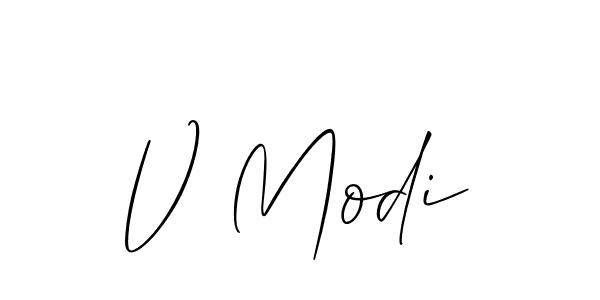 The best way (Allison_Script) to make a short signature is to pick only two or three words in your name. The name V Modi include a total of six letters. For converting this name. V Modi signature style 2 images and pictures png