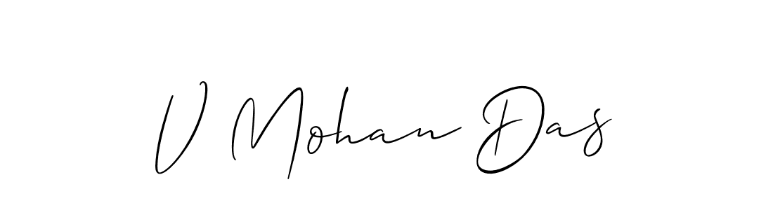 Create a beautiful signature design for name V Mohan Das. With this signature (Allison_Script) fonts, you can make a handwritten signature for free. V Mohan Das signature style 2 images and pictures png