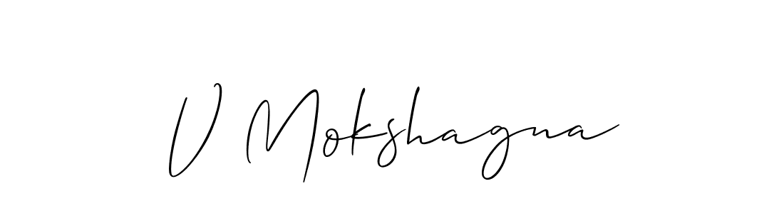 It looks lik you need a new signature style for name V Mokshagna. Design unique handwritten (Allison_Script) signature with our free signature maker in just a few clicks. V Mokshagna signature style 2 images and pictures png