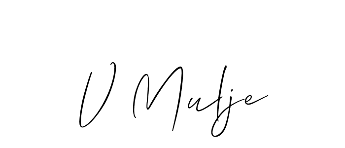 Design your own signature with our free online signature maker. With this signature software, you can create a handwritten (Allison_Script) signature for name V Mulje. V Mulje signature style 2 images and pictures png