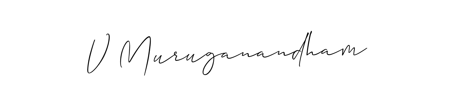 Create a beautiful signature design for name V Muruganandham. With this signature (Allison_Script) fonts, you can make a handwritten signature for free. V Muruganandham signature style 2 images and pictures png