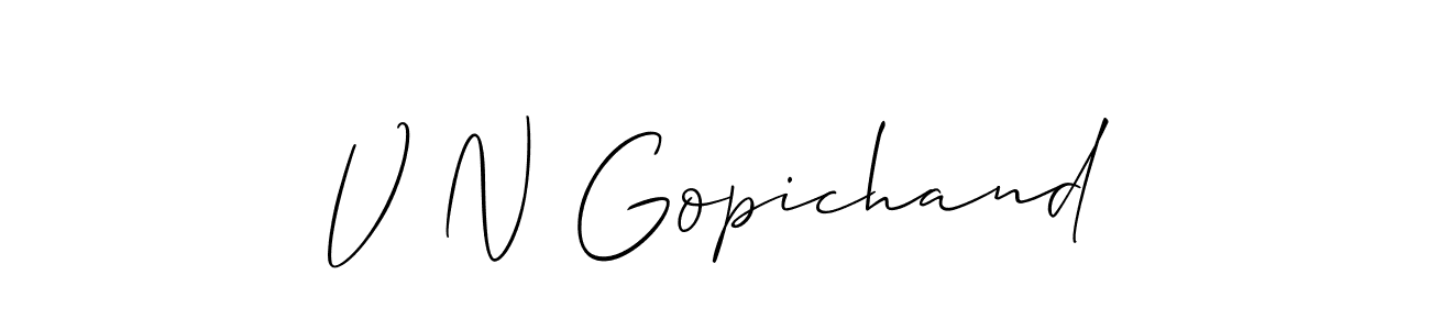 if you are searching for the best signature style for your name V N Gopichand. so please give up your signature search. here we have designed multiple signature styles  using Allison_Script. V N Gopichand signature style 2 images and pictures png