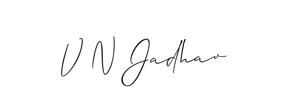 How to make V N Jadhav name signature. Use Allison_Script style for creating short signs online. This is the latest handwritten sign. V N Jadhav signature style 2 images and pictures png