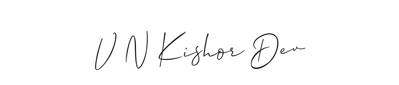 Design your own signature with our free online signature maker. With this signature software, you can create a handwritten (Allison_Script) signature for name V N Kishor Dev. V N Kishor Dev signature style 2 images and pictures png