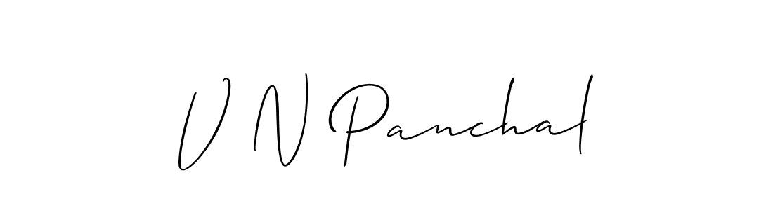Allison_Script is a professional signature style that is perfect for those who want to add a touch of class to their signature. It is also a great choice for those who want to make their signature more unique. Get V N Panchal name to fancy signature for free. V N Panchal signature style 2 images and pictures png